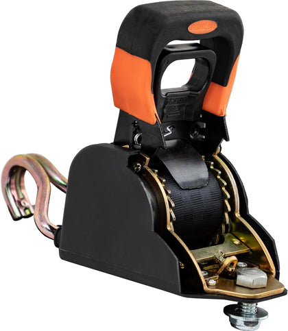 Buyers Products 5483106 Spring Retracting Ratchet Tie Down with Double J Hook, 8 in Retractable Ratchet Straps for