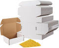 75 Pack 6x4x2 Small Shipping Boxes, White Corrugated Cardboard Mailer Box for Packing, Mailing, Business