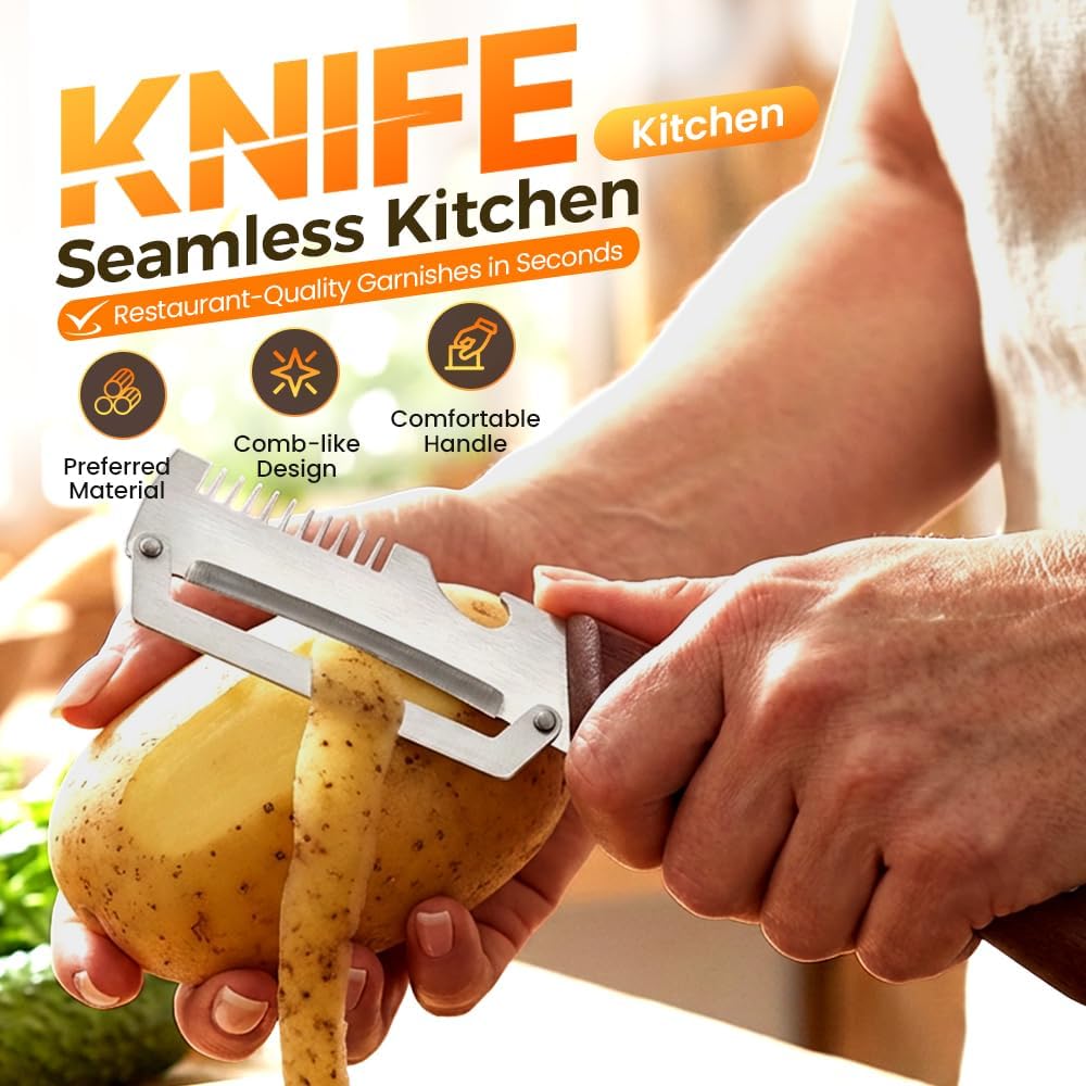 Premium Vegetable Peeler with Wooden Handle and Bottle Opener, 2026 Upgrade Multifunctional Vegetable Peeler for