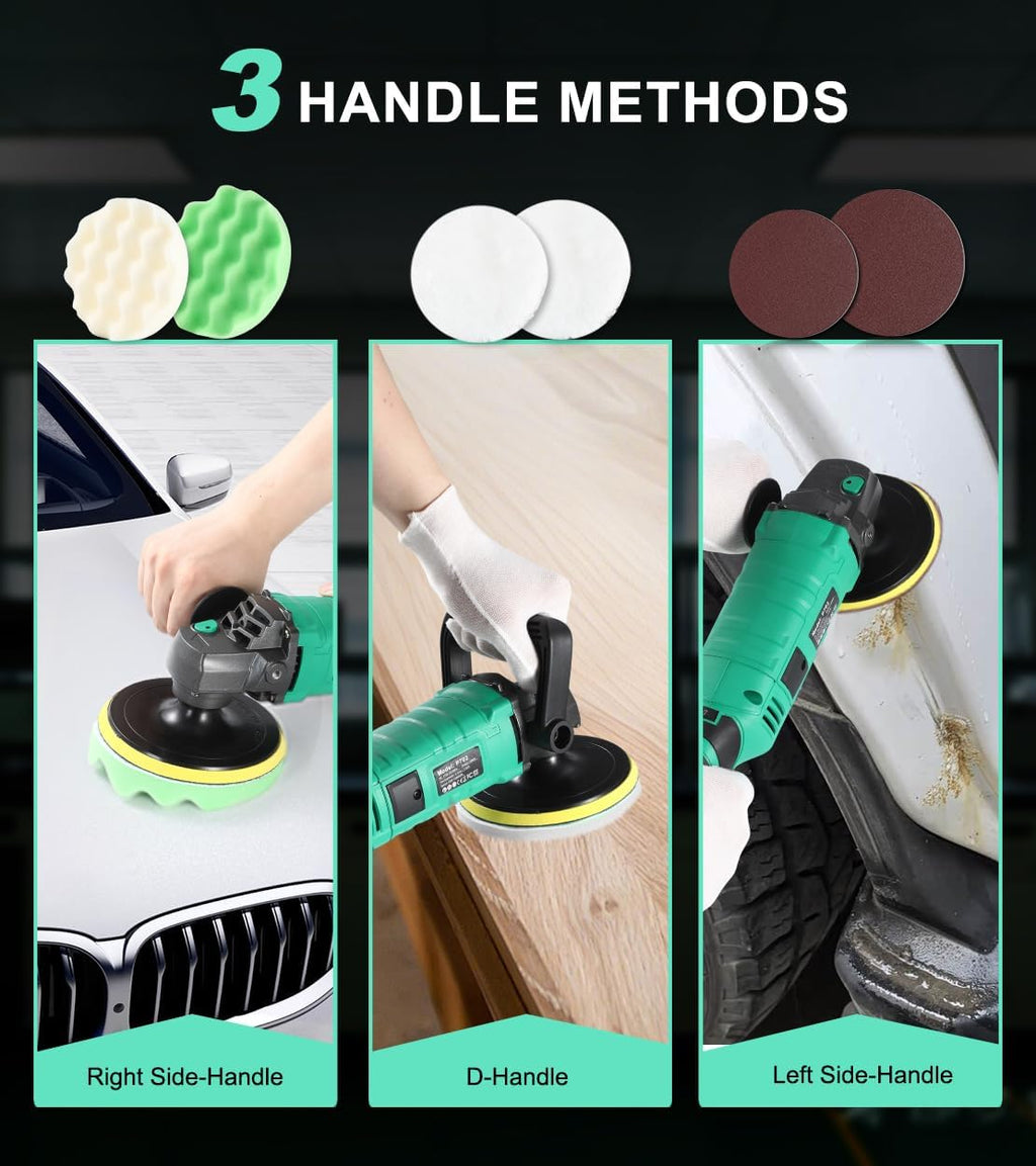 Buffer Polisher, 1600W 7 Inch/6 Inch Pure Copper Motor Car Buffers and Polishers Kit, 7 Variable Speeds 1000-3500 RPM