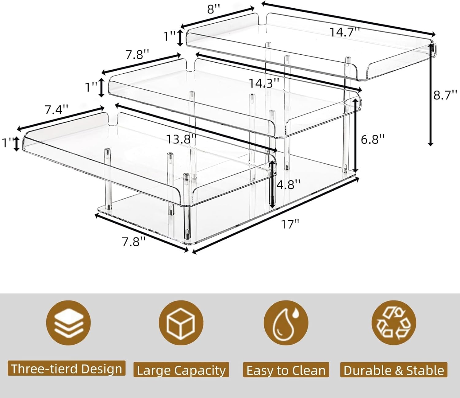 Clear Cupcake Stand, 3 Tiered Acrylic Dessert Table Display Set