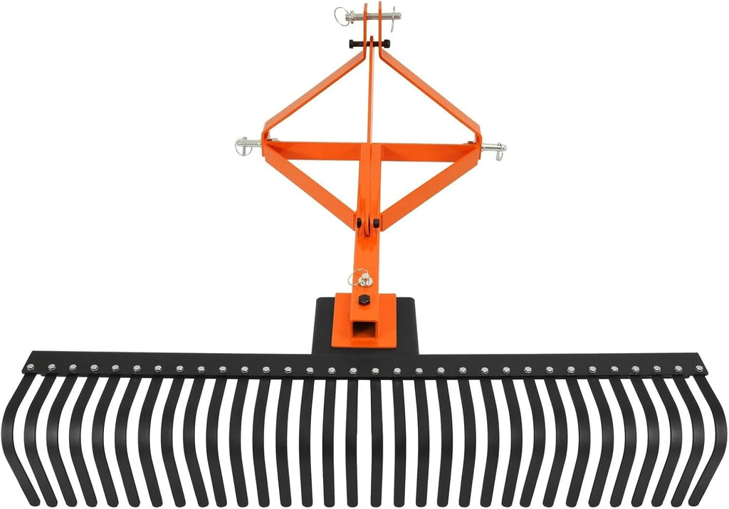 60'' 3 Point Landscape Rock Rake for Category 1 Tractor Attachment Gravel Lawn