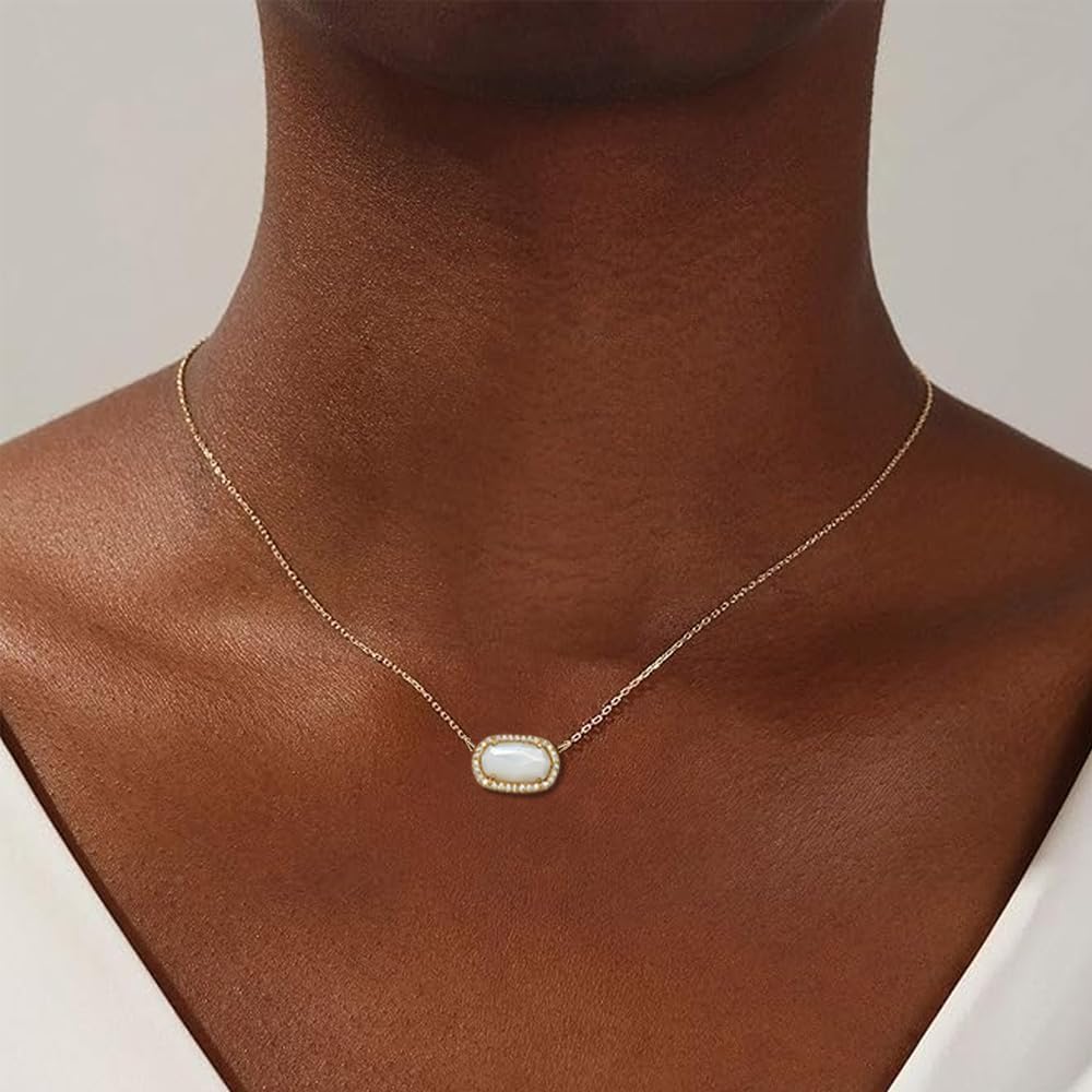 Gold Necklace for Women, 14K Dainty Pendant Choker, Adjustable Chain, Minimalist Gift for Birthday Valentine's Day