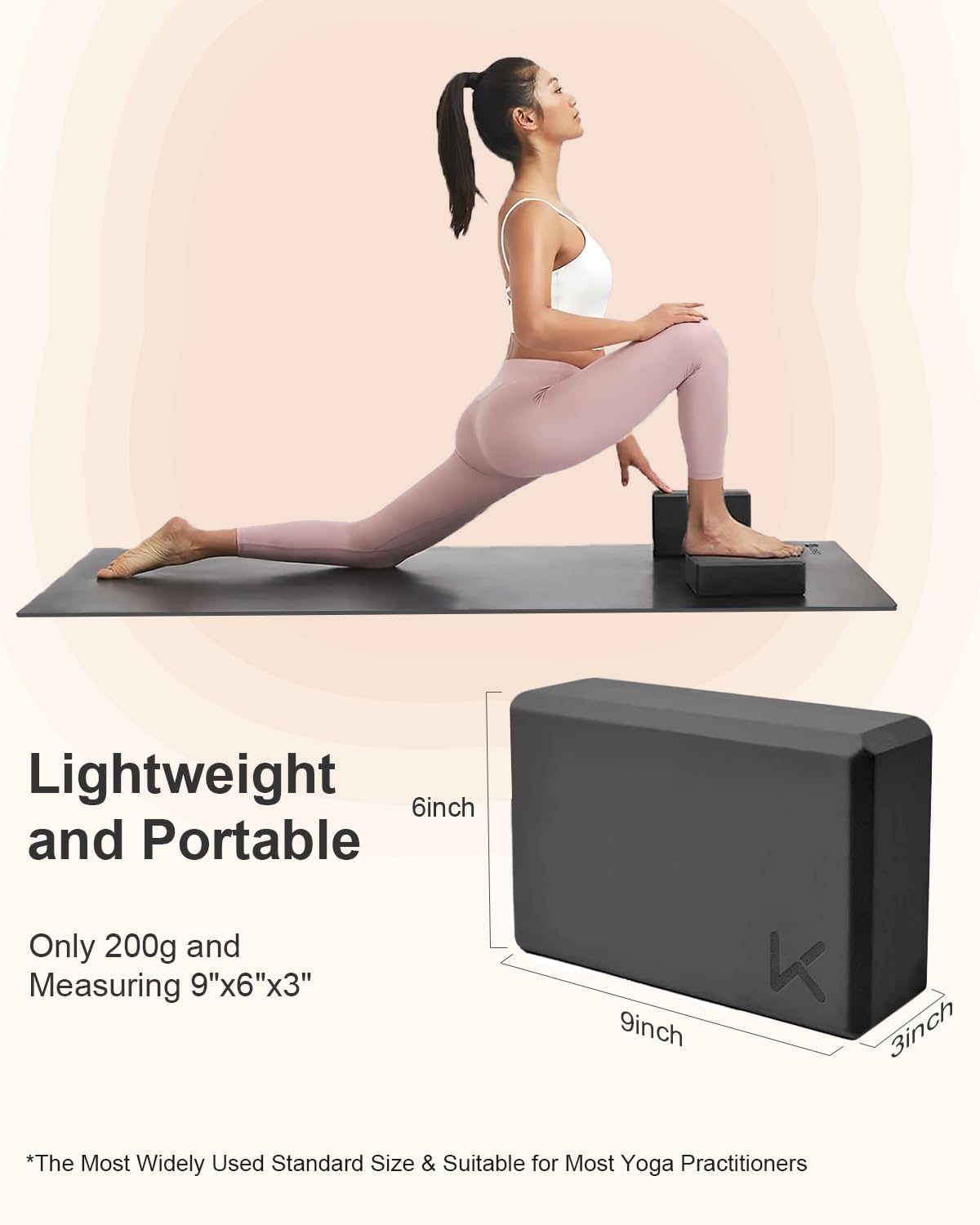 Yoga Block, High-Density EVA Foam 2 Pack Yoga Block with Non-Slip Textured Surface, Supportive, Lightweight - Ideal