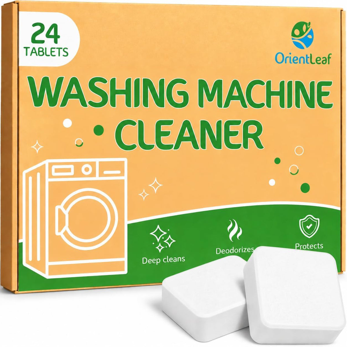 Washing Machine Cleaner Tablets 24 Pack, Washer Machine Cleaner Tablets For HE Front Loader & Top Load Washer
