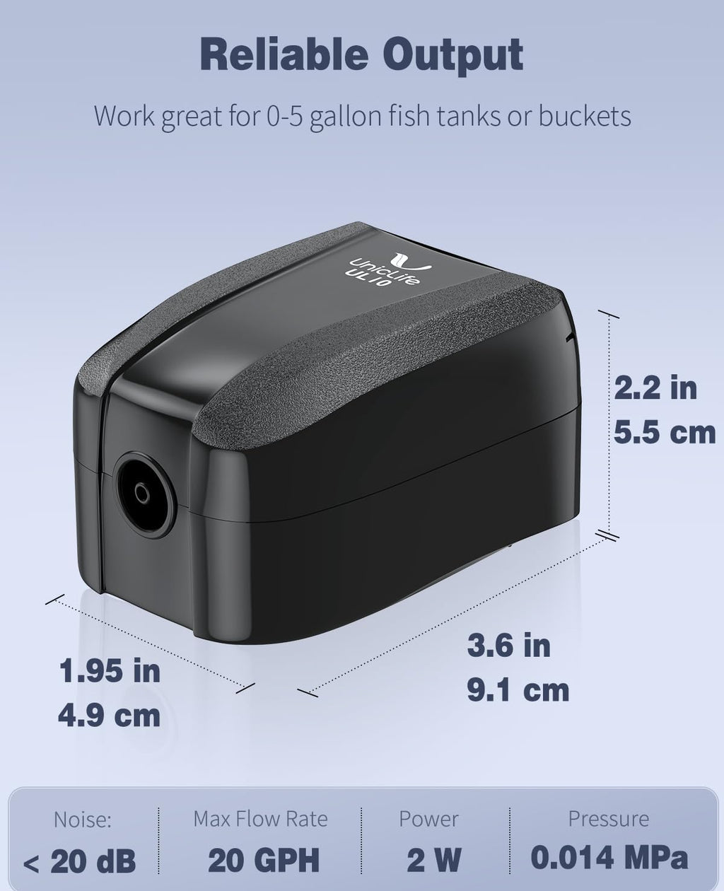 Aquarium Air Pump Dual Outlet Fish Tank Aerator with Accessories for 5-200 Gallon Tank