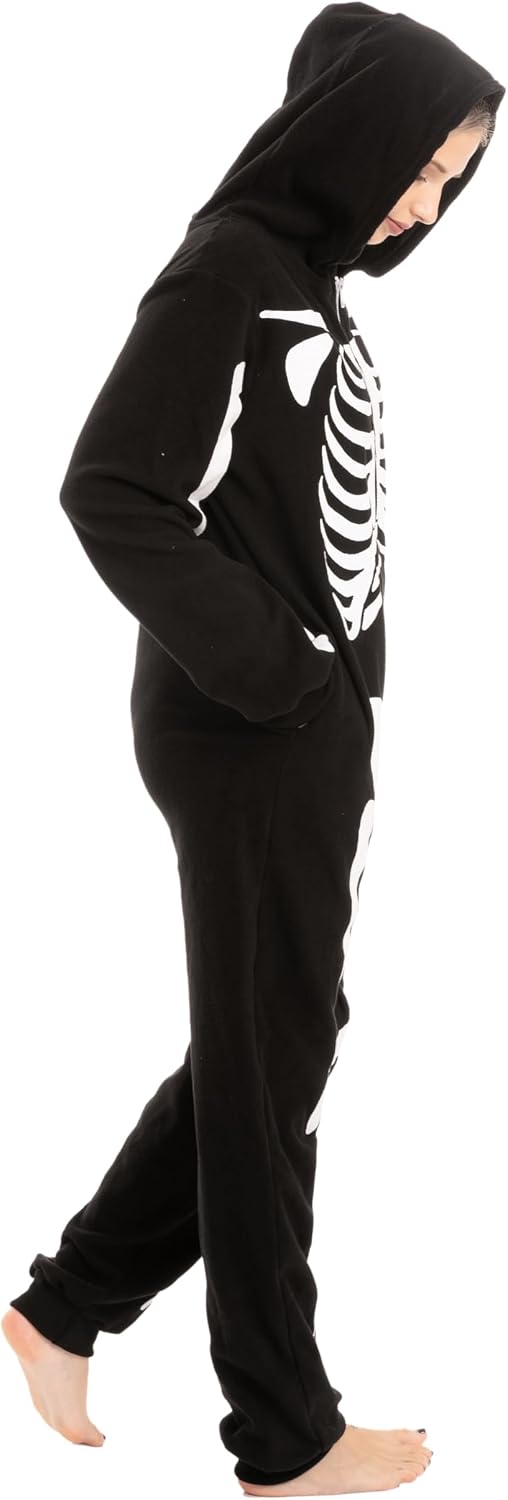 Halloween Skeleton Costume, Unisex Skeleton Costume Jumpsuit for Adult Halloween Themed Parties