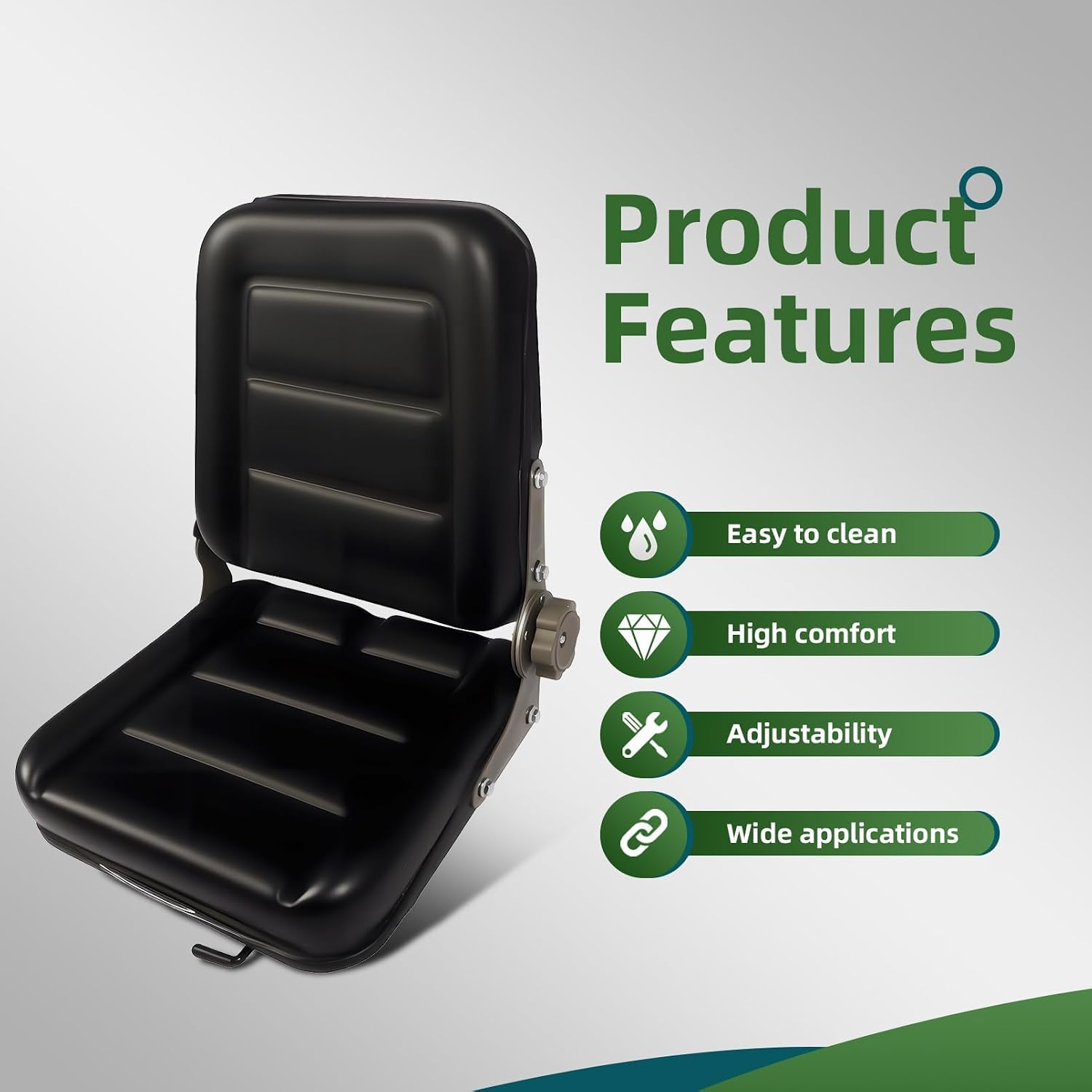 Universal Tractor Seat with Adjustable Backrest and Slide Compatible with Forklifts Excavators Golf Carts Dozers