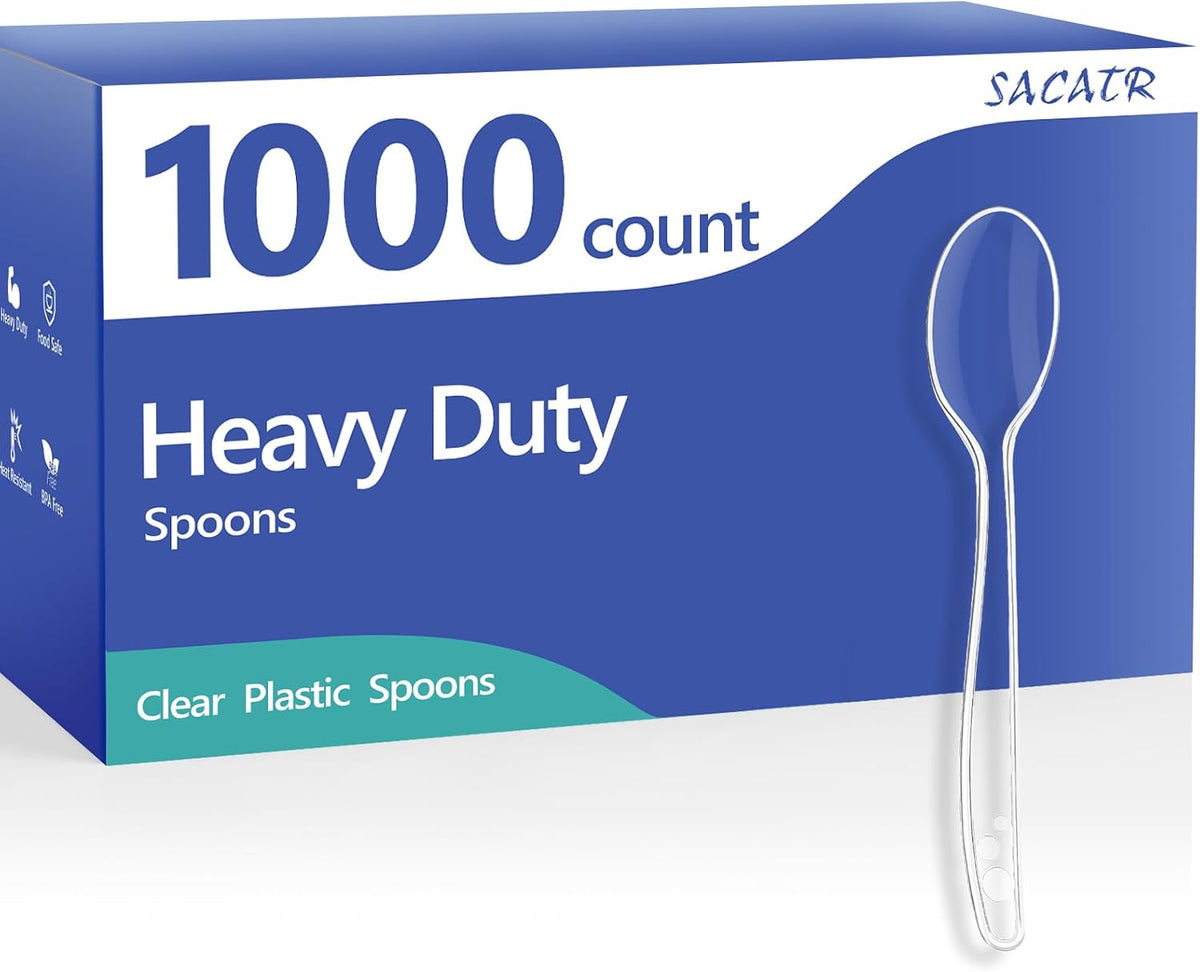 1000 Count Clear Plastic Spoons Heavy Duty