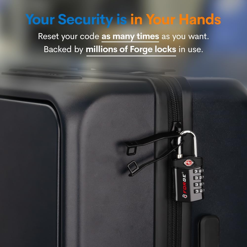 4-Digit Combination Lock, TSA Approved Locks for Luggage, Travel, Gym, School, Suitcase, Backpack, Pelican case, Easy