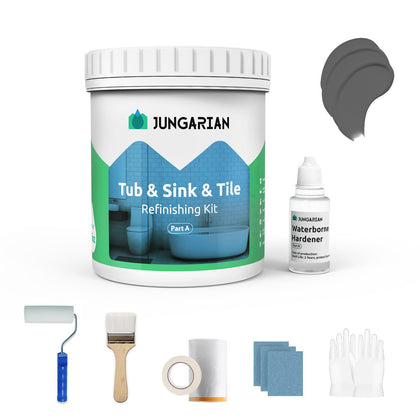 Tub and Tile Refinishing Kit 17.5oz with Tools, Low Odor DIY Bathroom Paint Sink Tub Countertop Tile Shower Paint for