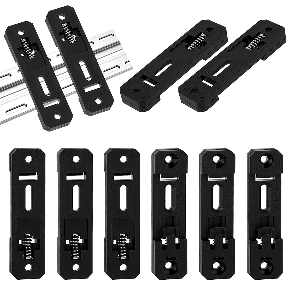 AHANDMAKER 10Pcs DIN Rail Mounting Brackets, 20mm Width Universal Mounting Supports Standard Plastic Industrial Electrical Clamps for Switches Circuit Breakers Solid State Relays, Black