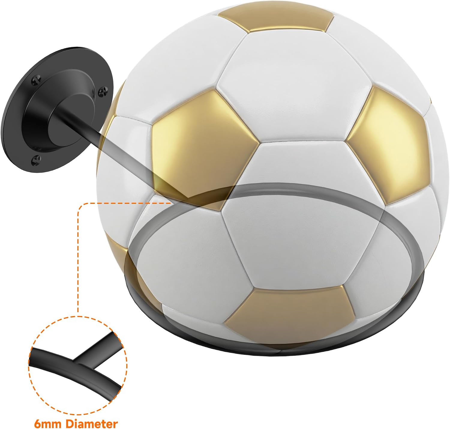 Basketball & Sports Ball Holder - Wall Mount Display Storage for Basketball, Soccer, Volleyball, Football, Rugby