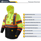 Hi Vis Rain Jacket for Men Women Class 3 Rain Gear YBlack 3XL