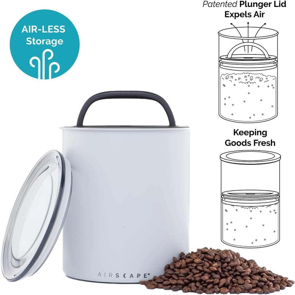 by Planetary Design | 2.2 lbs Coffee Storage | Matte Gray | Plunger Lid Removes Excess Oxygen - Don't Buy airtight