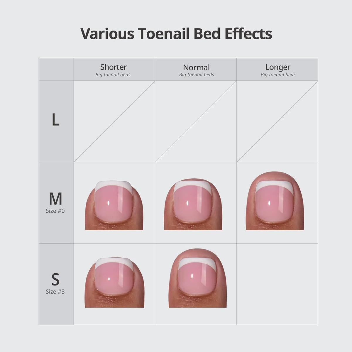 Press On Toenails, Timeless Grace, Short Squoval, French Tip, 32Ct