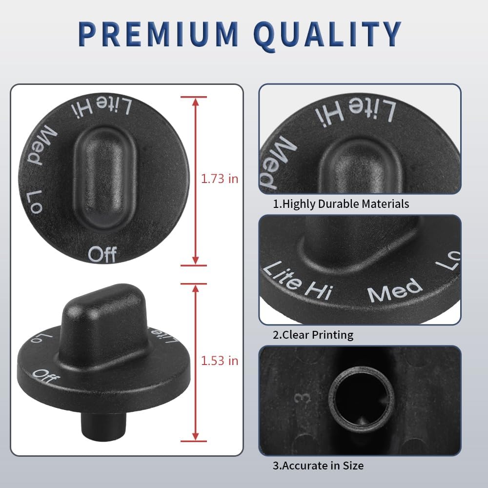 4 Pcs 71001641 Cooktop Burner Control Knob Fit for Jenn Air Downdraft Range