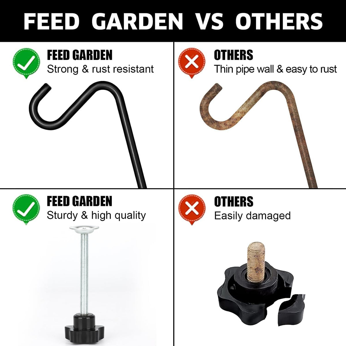 2 Pack 14 Inch Deck Hook, Deck Bird Feeder Hanger, Applicable Deck Thickness 1 Inch-3 Inch