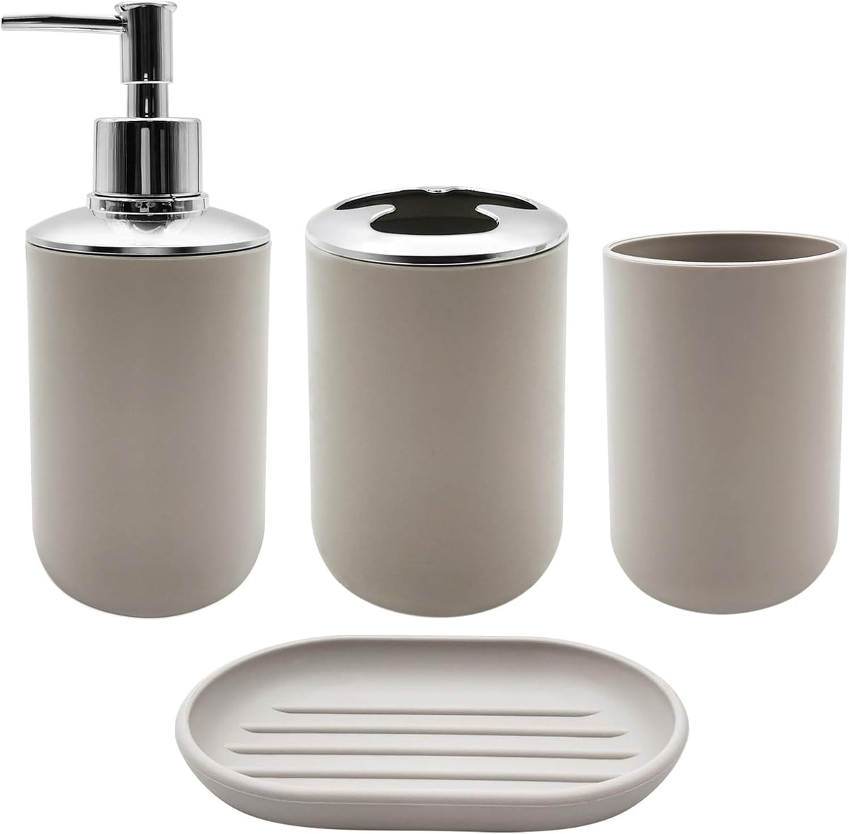 Bathroom Accessory Set, 4 pcs Shatter-Resistant Resin Bathroom Accessories Set Include Lotion Soap Dispenser