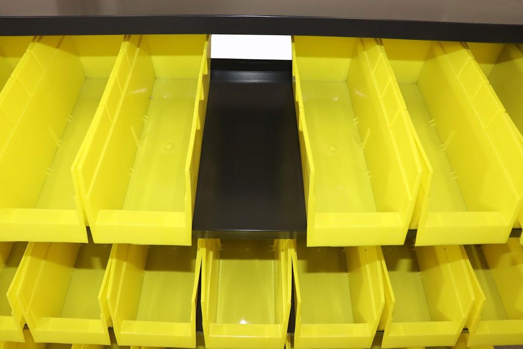 3-Tier 24 Bin Benchtop Steel Parts Storage Rack Single Sided