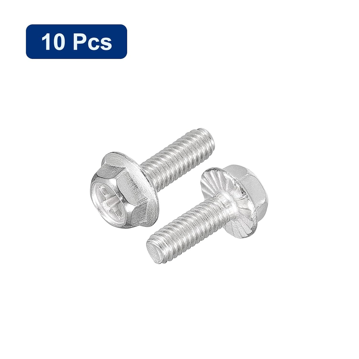 uxcell 10pcs M4x12mm Phillips Hex Head Flange Bolts, 304 Stainless Steel
