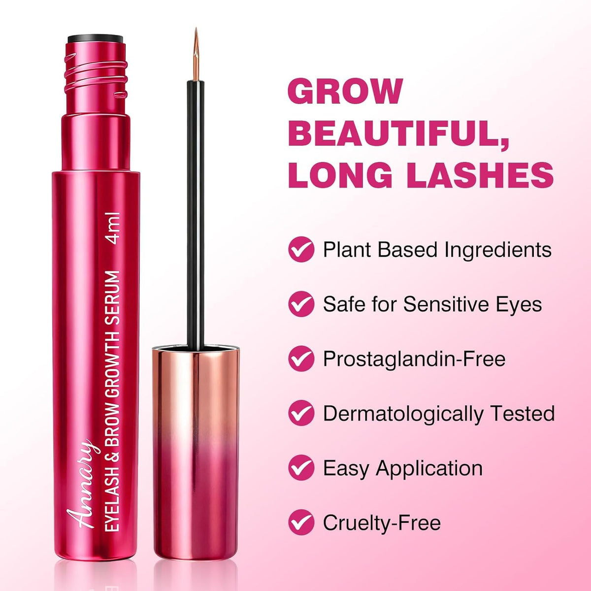 Lash Serum for Eyelash Growths, Advanced Natural Formula to Promote Longer, Fuller & Healthier Lashes – Gentle, Vegan