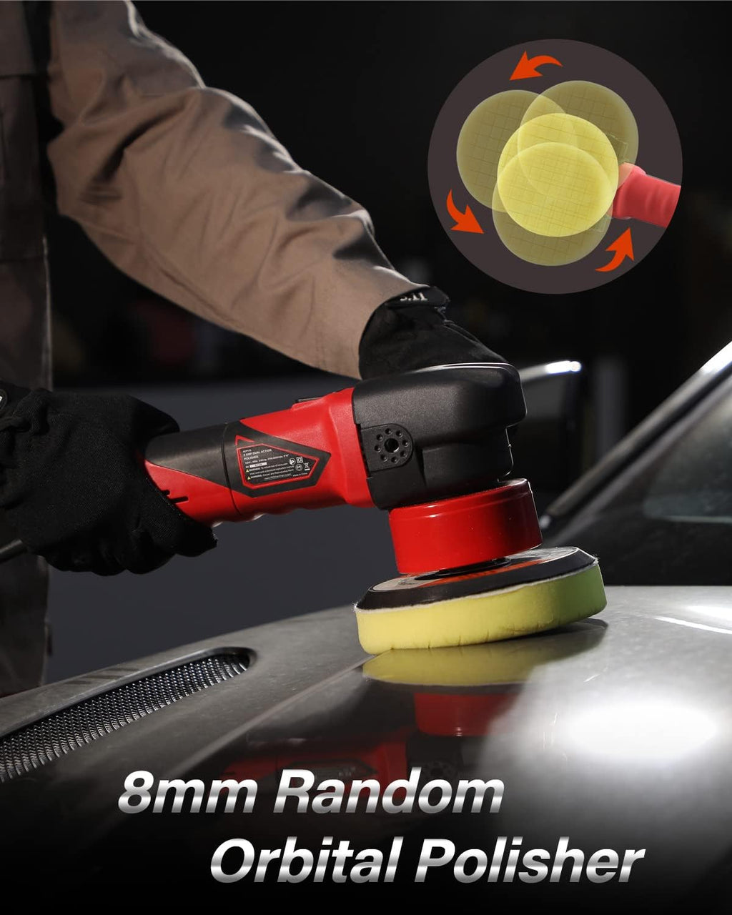 5"/6" Dual Action DA Polisher Kit 6-Speed Random Orbital Buffer | Car Buffer Waxer, Handle, 4pcs Polishing Pads, 2pcs