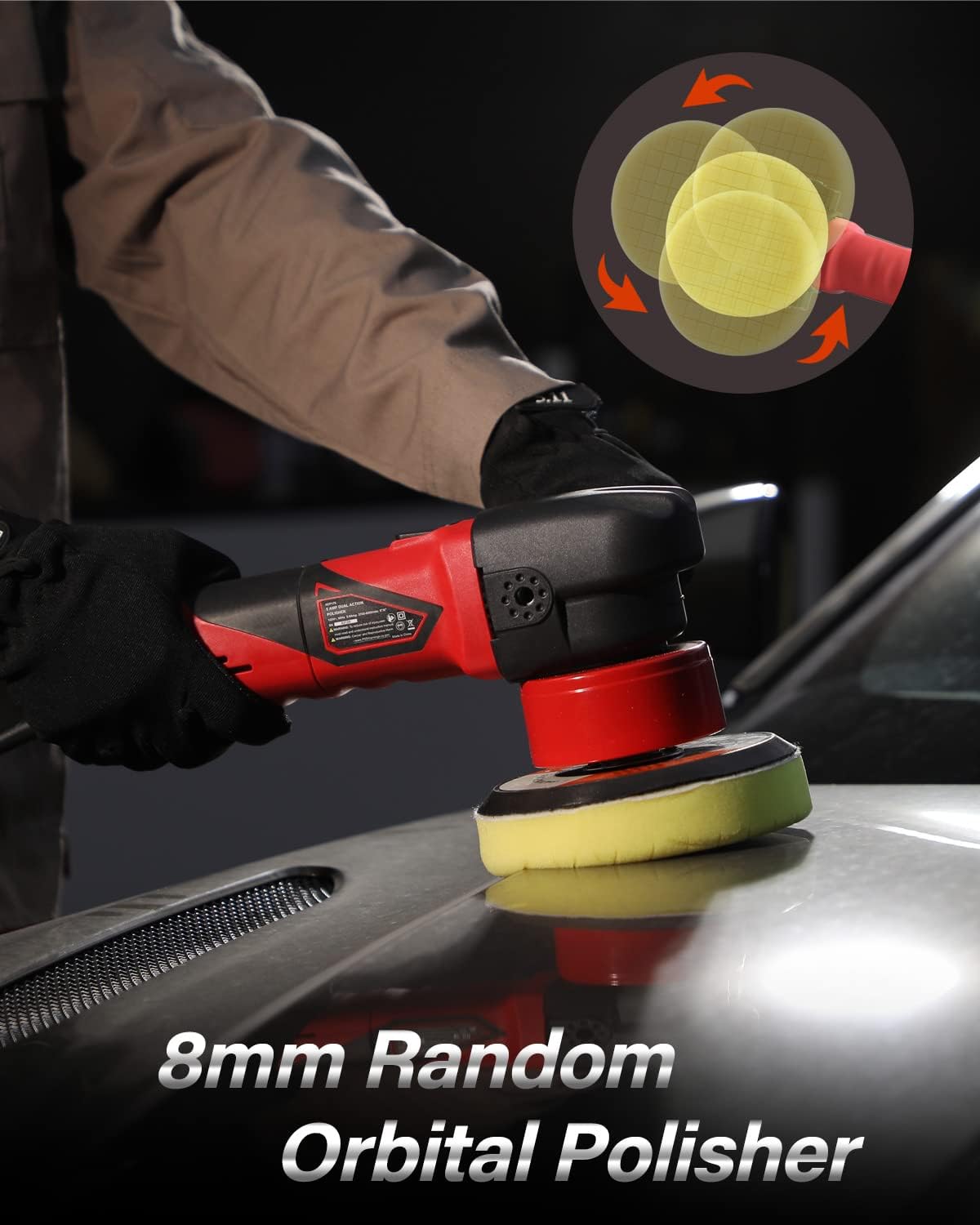 5"/6" Dual Action DA Polisher Kit 6-Speed Random Orbital Buffer | Car Buffer Waxer, Handle, 4pcs Polishing Pads, 2pcs