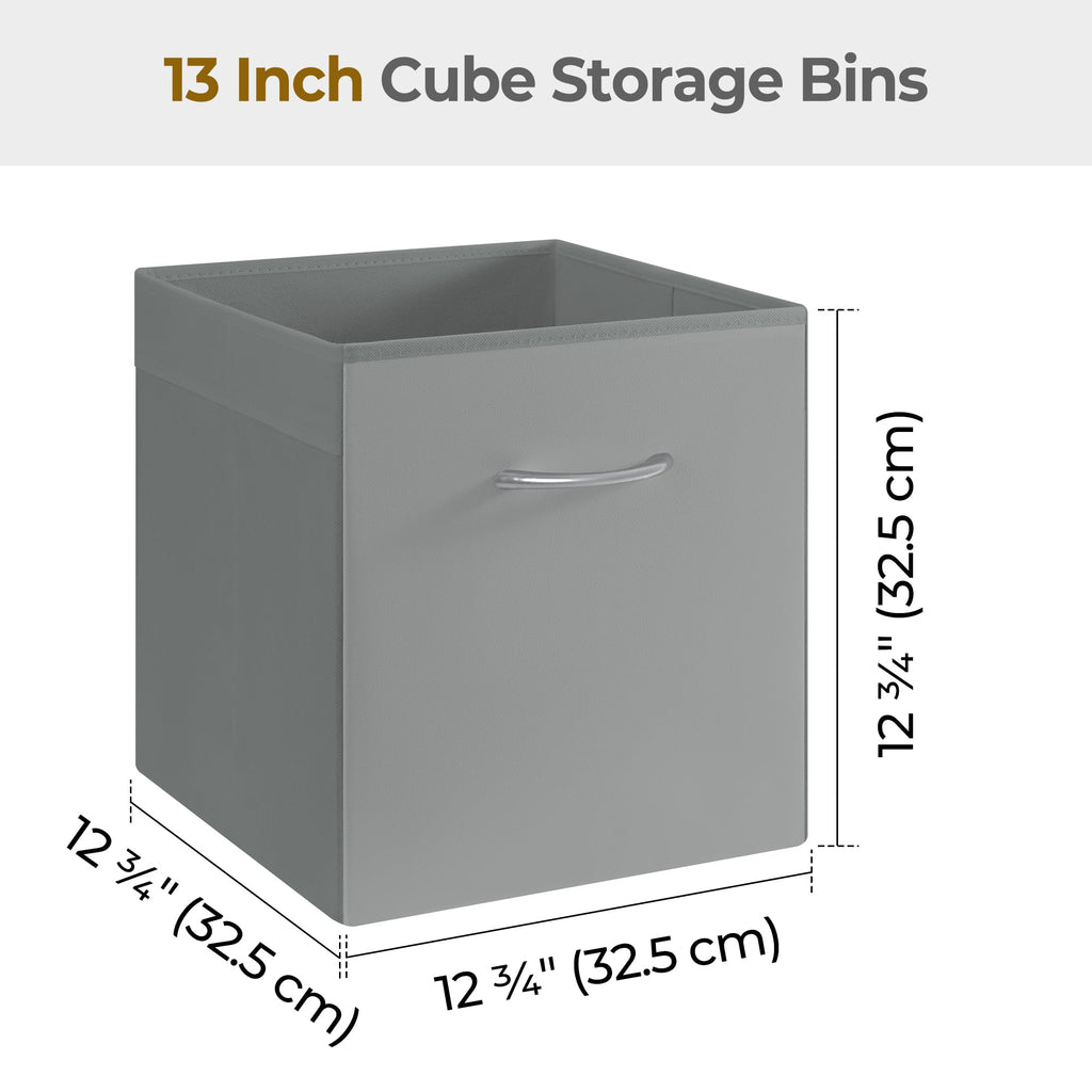 13x13 Storage Cubes, Fabric Storage Bins, Gray, 4-Pack