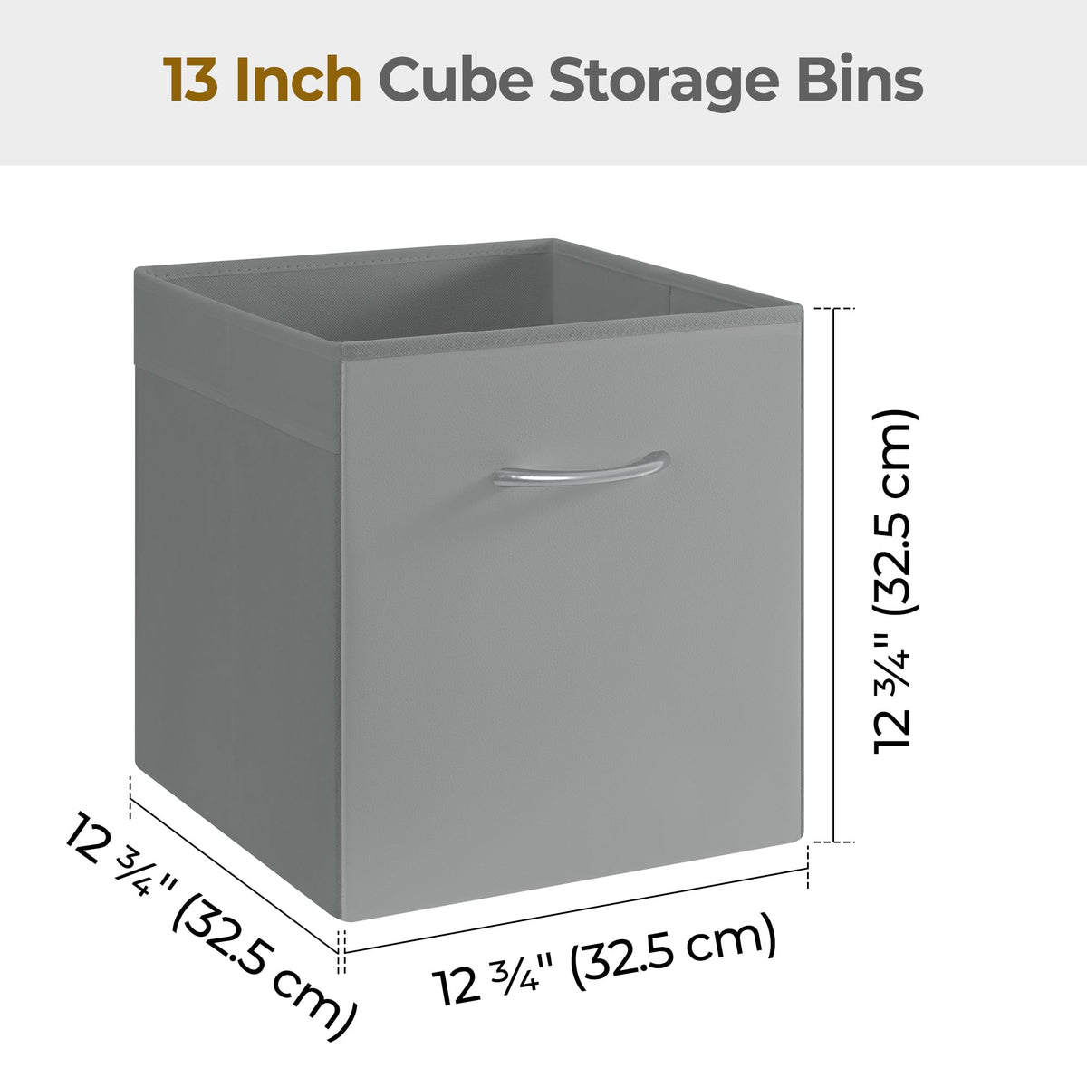 13x13 Storage Cubes, Fabric Storage Bins, Gray, 4-Pack