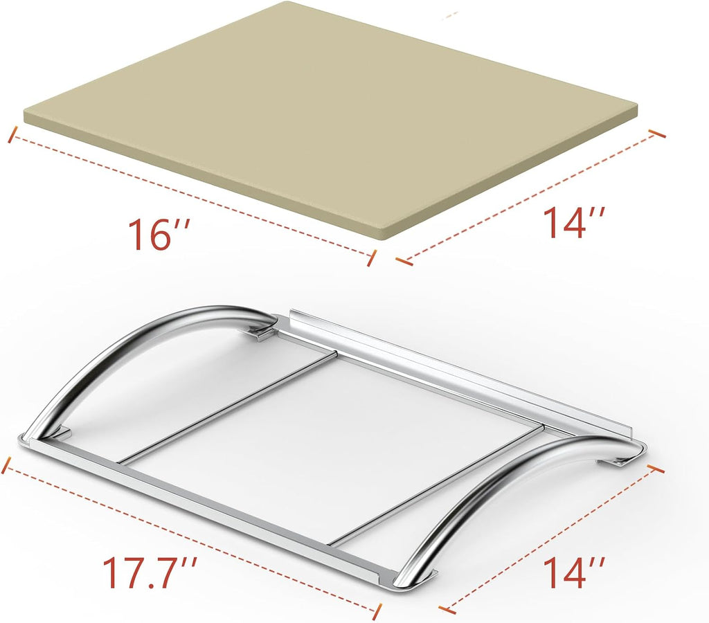 16" Cordierite Pizza Stone with Removable Stainless Steel Rack