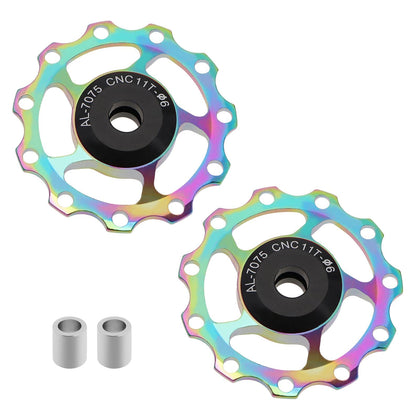 2PCS Bicycle Rear Derailleur Pulley 11T Jockey Wheel Aluminium Alloy Guide Wheel Bike Derailleur Accessories Metal