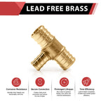 25-PACK EFIELD Pex 3/4" x 3/4" x 1/2" Reducing Tee(PEX1807076-25)