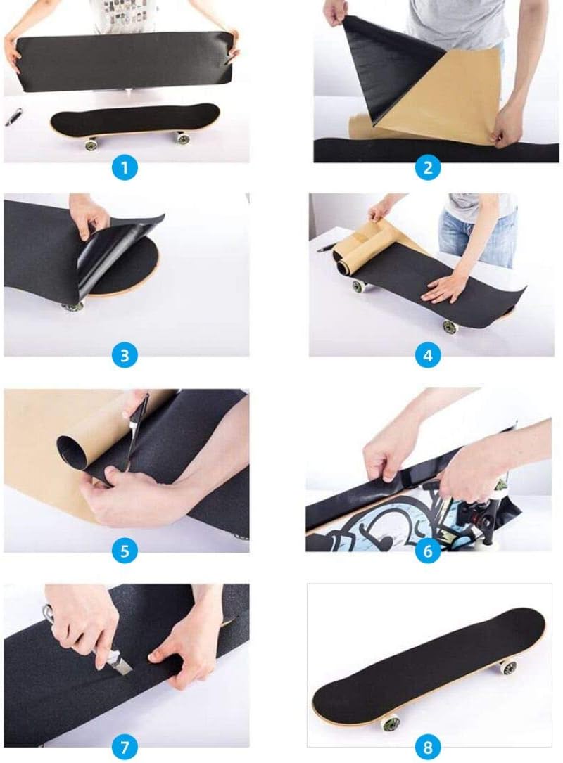 Skateboard Grip Tape Sheet, 45.2x10.6 inch,Bubble Free, Waterproof, Scooter, Longboard Griptape, Grippy Sandpaper for