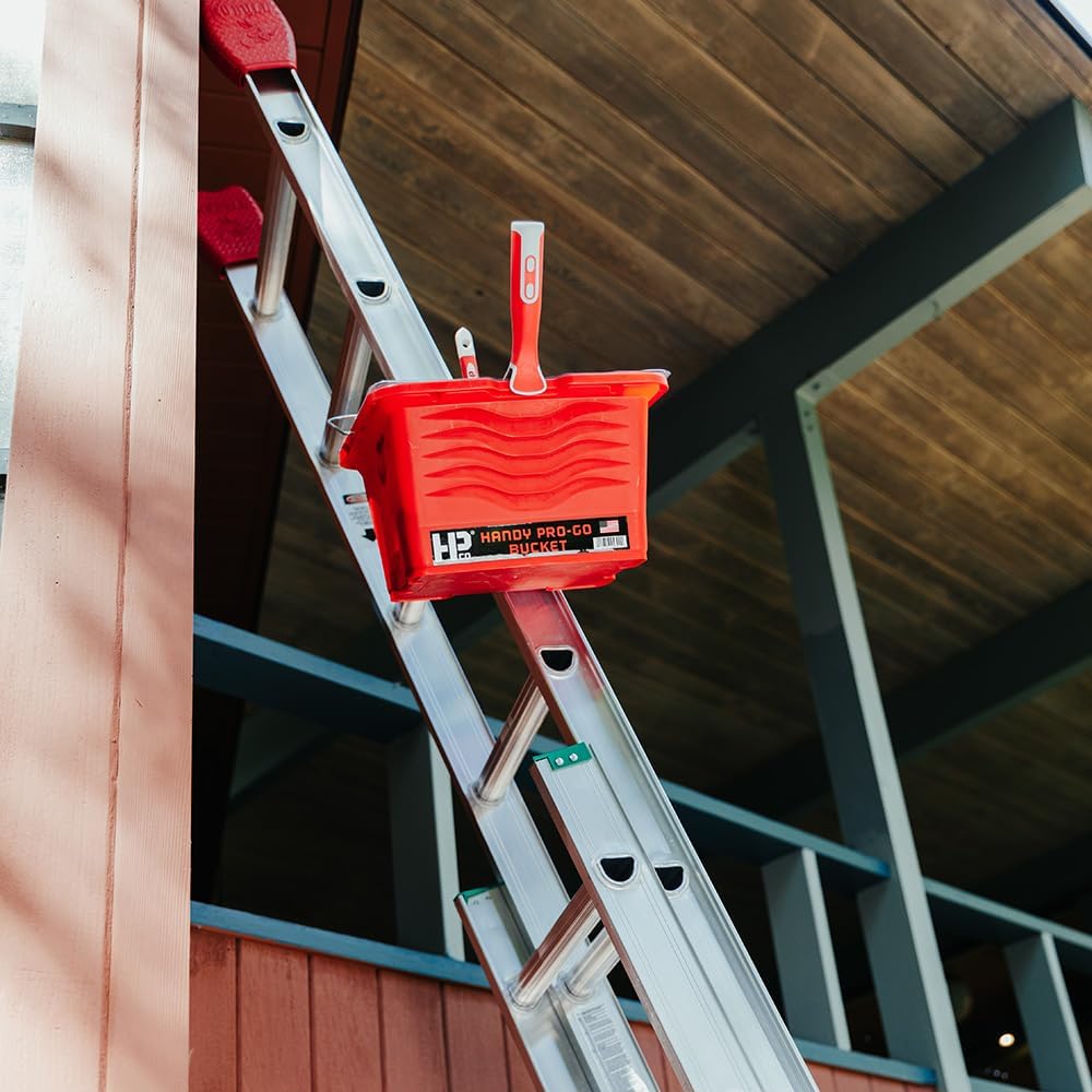 Handy Pro-Go Paint Bucket with Brush Holder for Walls, Ceilings, Trim and Ladder Painting Projects, Holds a Gallon of