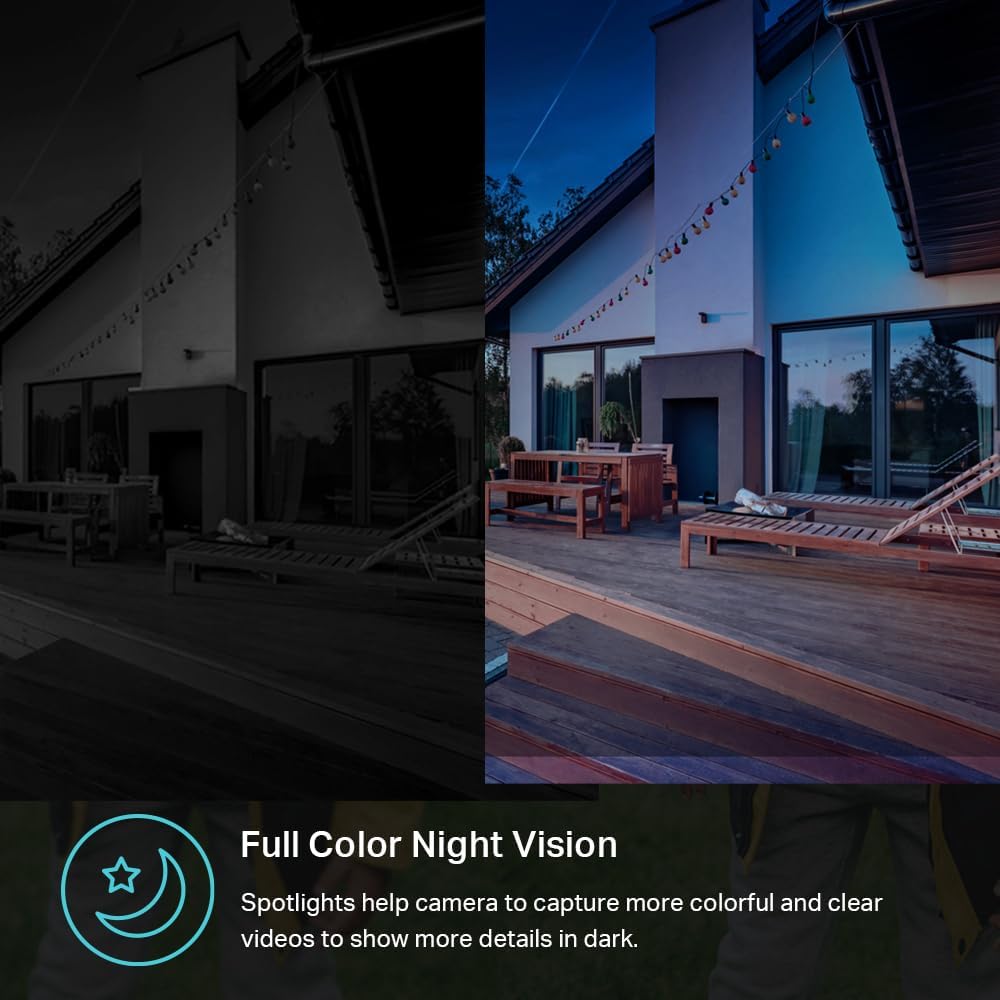 Kasa 2K+ Outdoor Wired Security Camera - Person/Motion Detection, 24/7 Recording, 2-Way Audio, Siren, Starlight Color