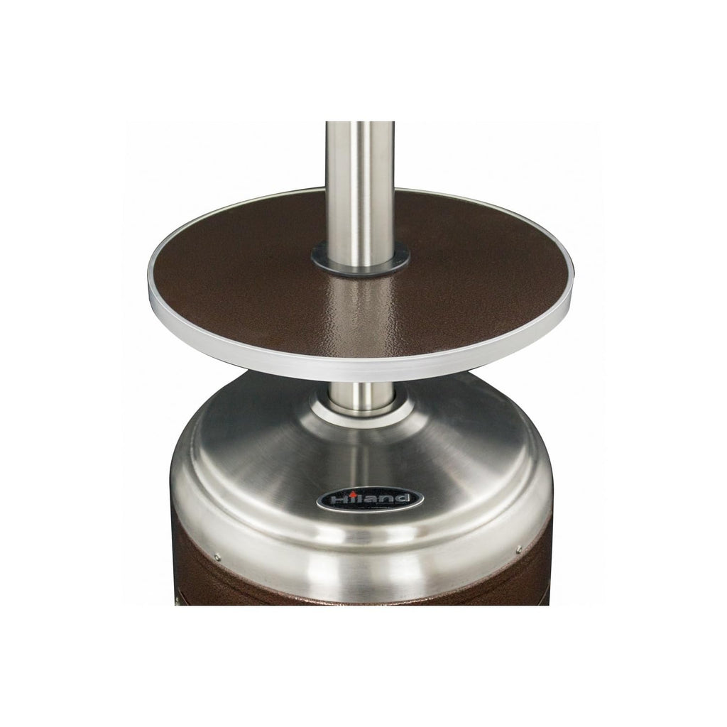 HLDS01-SSHGT 48,000 BTU Propane Patio Heater with Wheels and Table, Large, Hammered Bronze/SS