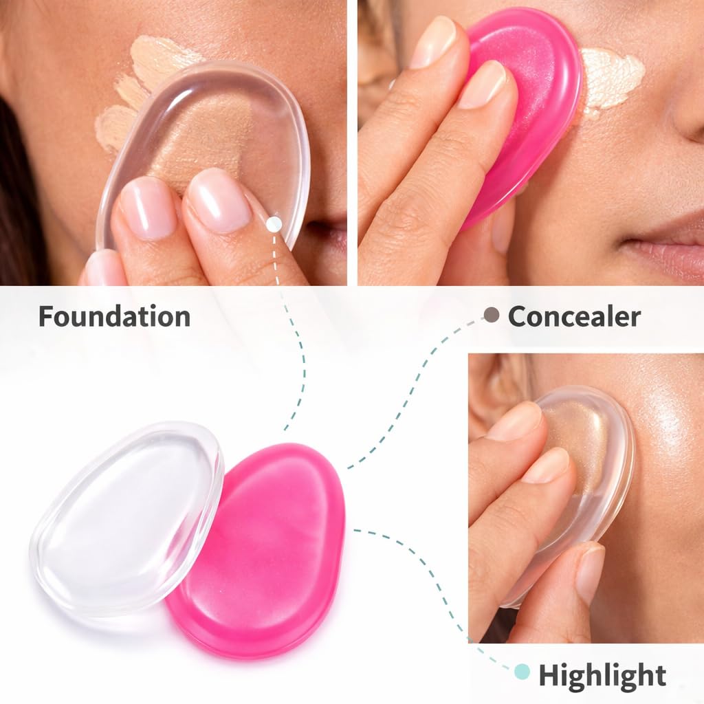 Silicone Makeup Sponge (2-Pack), Reusable Non-Absorbent Makeup Blender for Liquid, Cream & Powder, Latex-Free