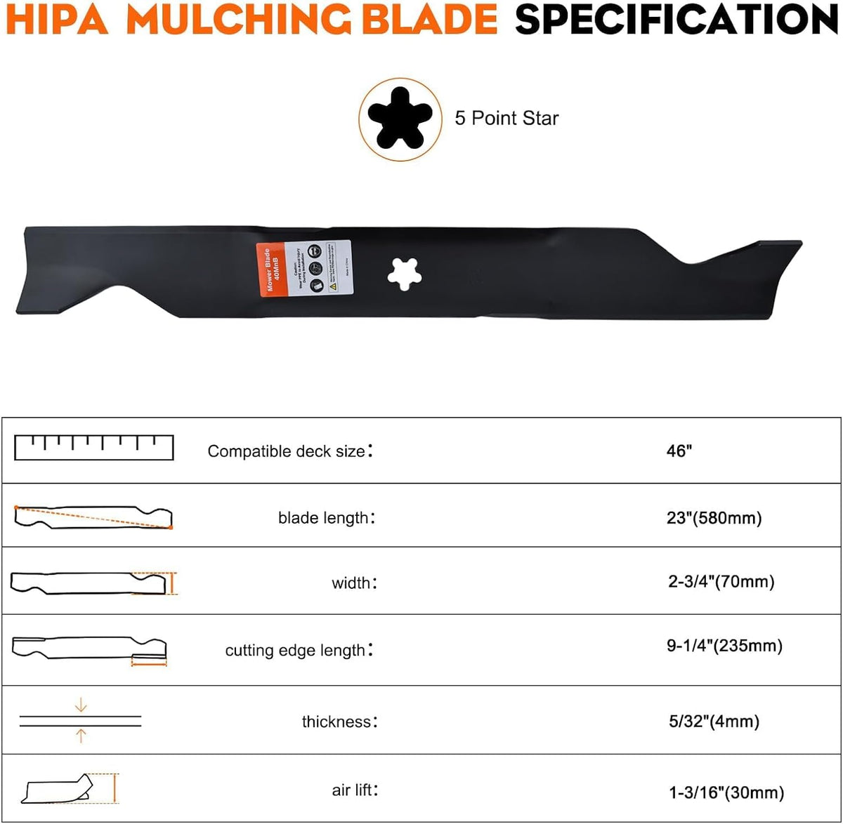 Hipa 532405380 46 Inch Mower Blades Replace for 405380 yth22v46 Blades