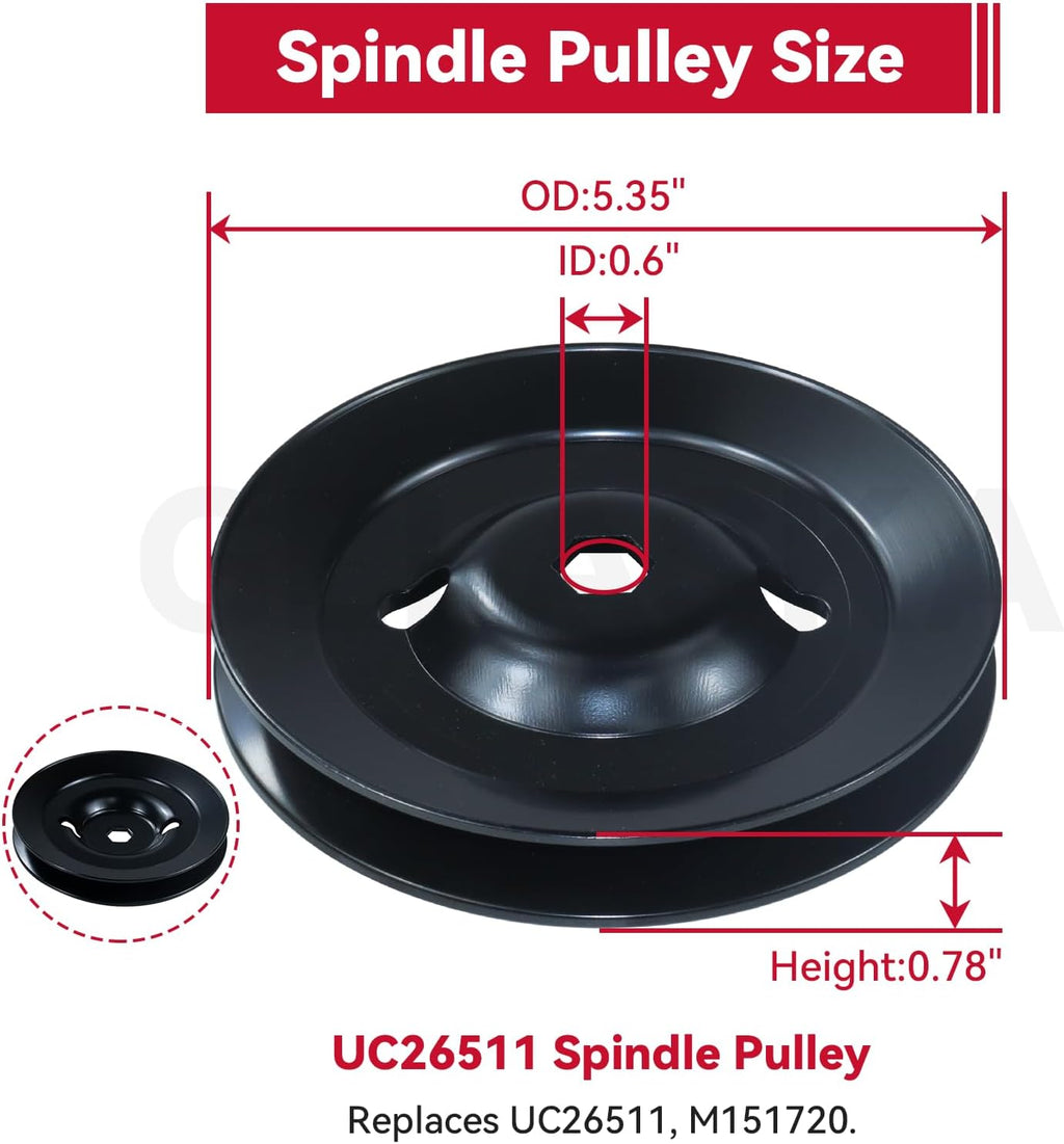 GELASKA 2Pack AM136733 Spindle with UC26511 Pulley for John Deere X300 Z225