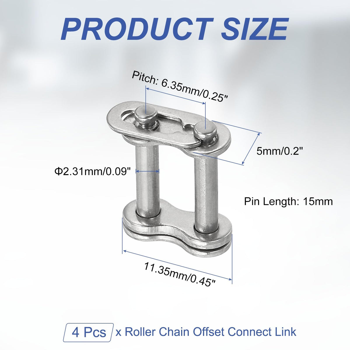 DTGN 4Pcs ISO(DIN) 04C-2 Roller Chain Connect Link, 6.35mm Pitch