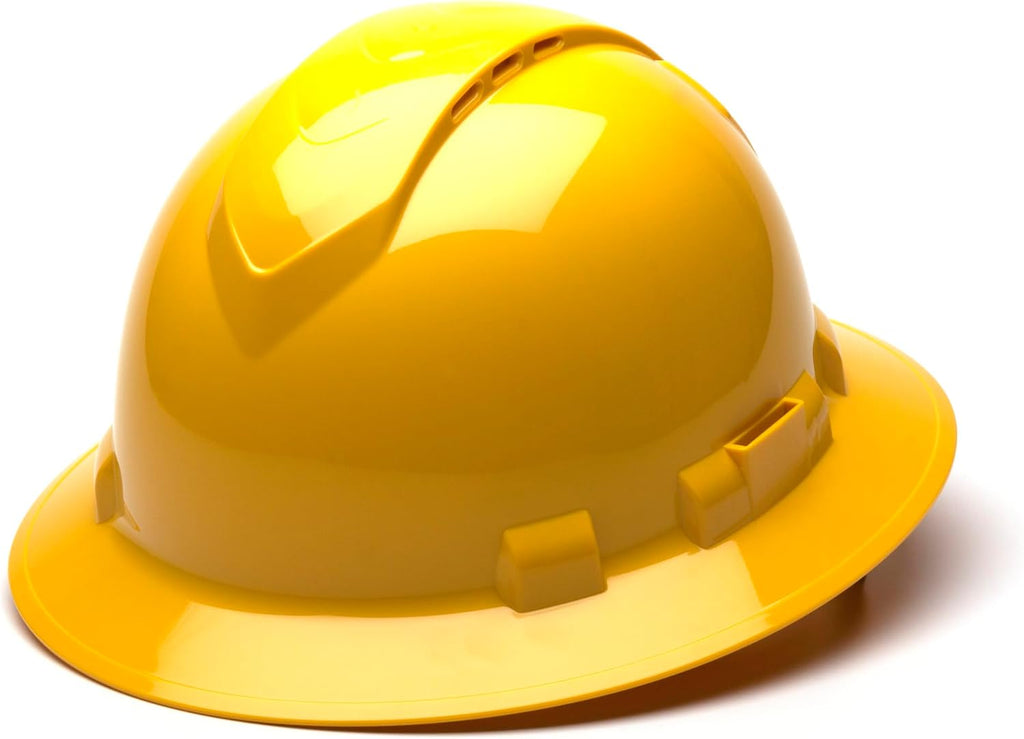 Pyramex Ridgeline Full Brim Hard Hat 4 Point Ratchet Vented