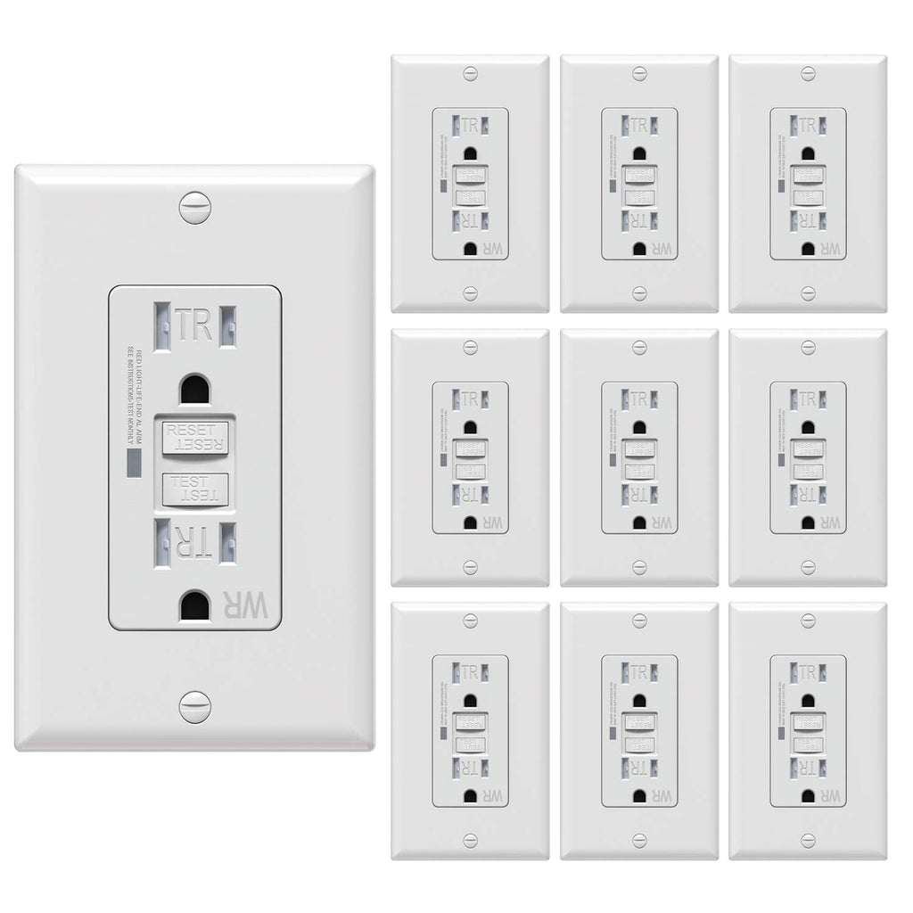 [10 Pack] WEBANG Self-Test GFCI Outlets, Tamper-Resistant and Weather-Resistant, GFCI Receptacle with LED Indicator