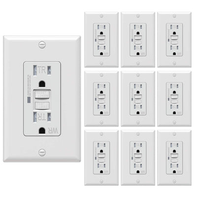 [10 Pack] WEBANG Self-Test GFCI Outlets, Tamper-Resistant and Weather-Resistant, GFCI Receptacle with LED Indicator