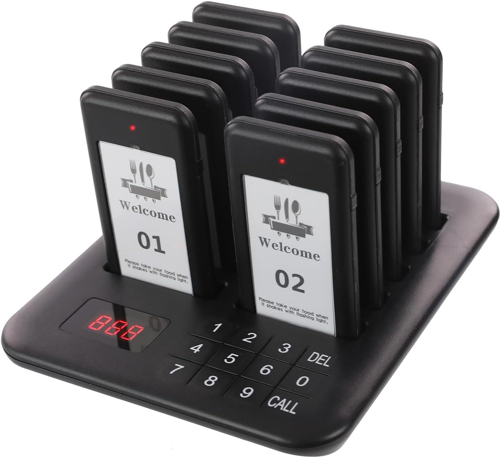 Restaurant Pager System, 10 Buzzers, Pagers for Food Truck