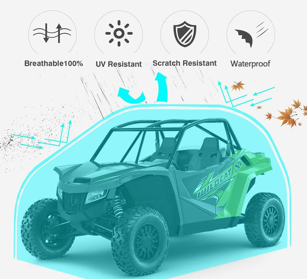 Side by Side UTV Cover Fit Max 2-3 Passenger, 131’’x66’’x75’’ | Heavy Duty Waterproof 420D Oxford Fabric, With Dual