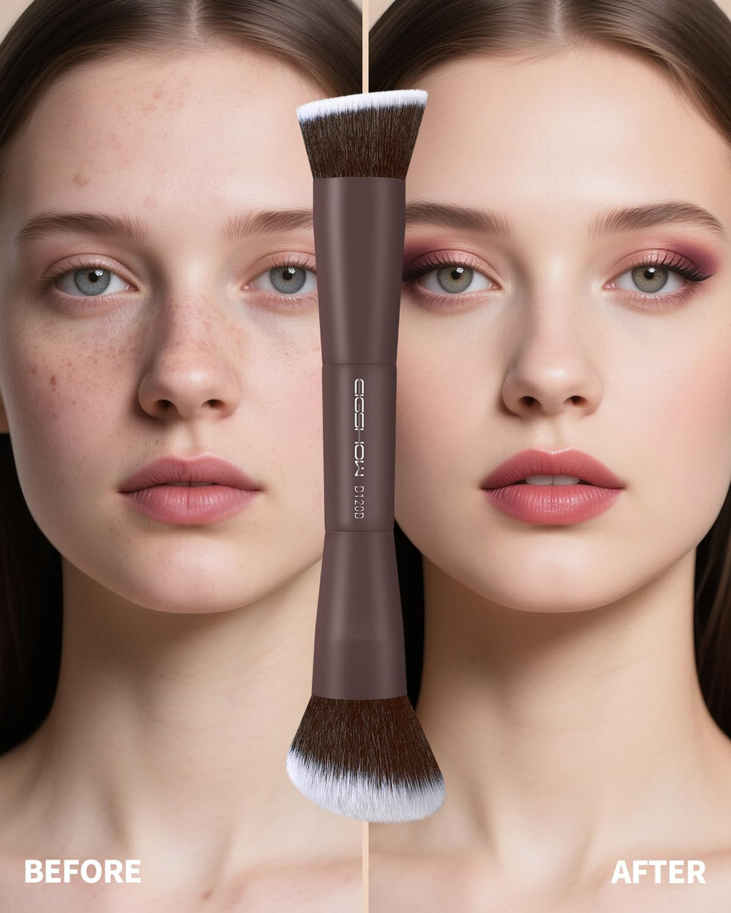 Double-Ended Foundation Brush Contour Brush,Angled Makeup Brush