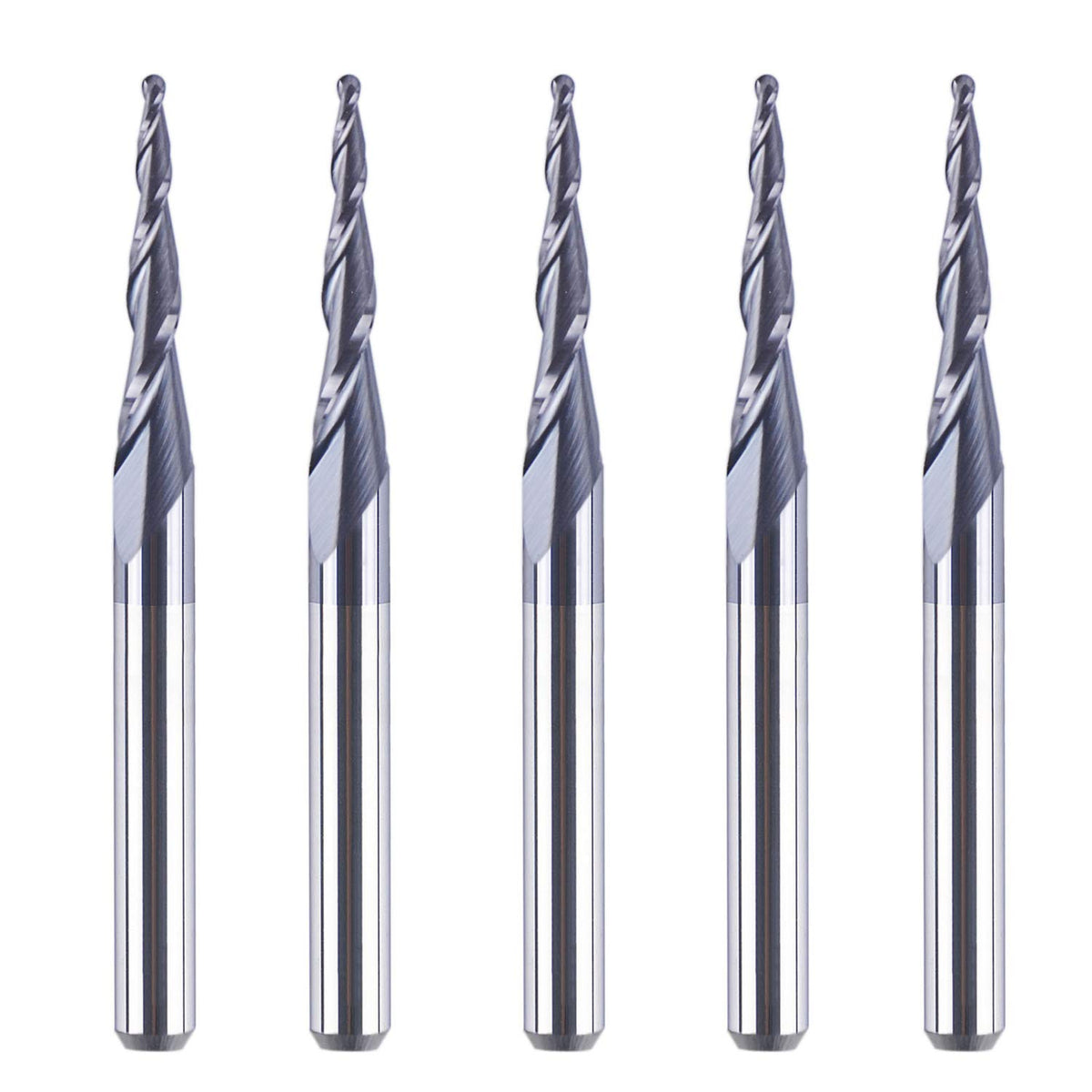 SpeTool 5Pc/Pack Tapered Cone 1/8 End Mills 0.5MM Cutting Radius(1.0mm Diameter) 3D Wood Engrave CNC Router Bits Tools