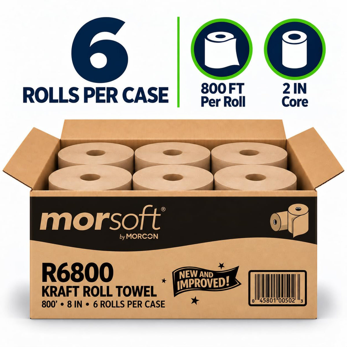 Morsoft R6800 Hardwound Roll Towels, Brown