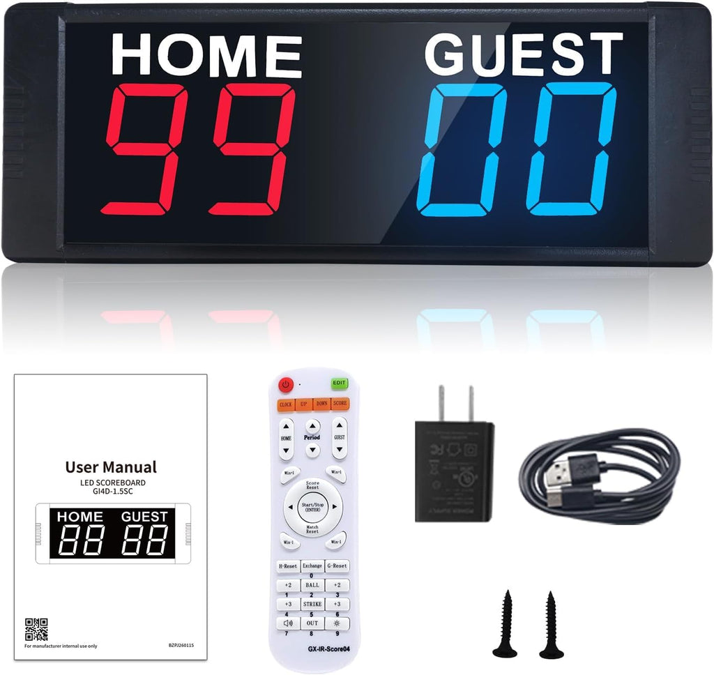 LED Portable Digital Scoreboard, Tabletop Electronic Scoreboard with Remote, Score Keeper for Games